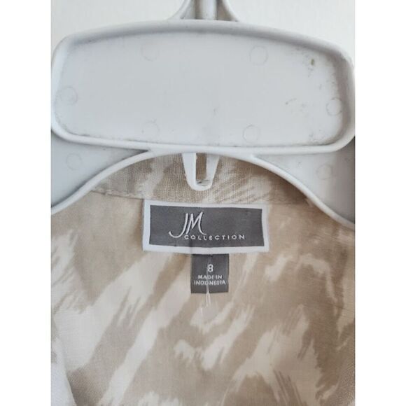 JM Collection Women Cream & White 100% Linen Button Down Shirt size 8 - Picture 4 of 6